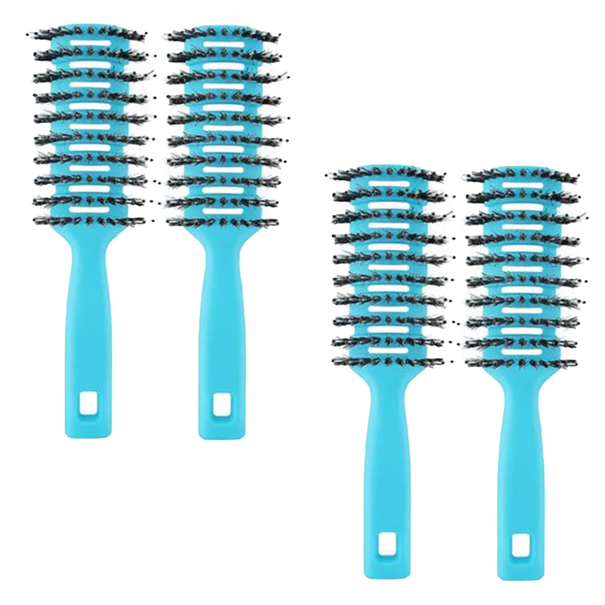 Kuber Industries Hair Brush | Flexible Bristles Brush | Hair Brush with Paddle | Quick Drying Hair Brush | Suitable For All Hair Types | Round Vented Hair Brush | Pack of 4 | C13-X-BLE | Blue