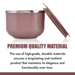 Heart Home Noodle & Soup Bowl Set | Steel Noodle Bowl with Spoon | Airtight Bowl for Pasta-Rice | Food Container | Office Bowl | Kitchen Bowl Set | 600 ML | Brown