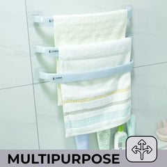 Kuber Industries Towel Hanger for Bathroom | Wall Mounted Cloth Hanger|Multipurpose Cloth & Napkin Holder | Self-Adhesive DIY Installation|Bathroom & Kitchen Organizer | Pack of 6 |Blue