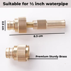 Kuber Industries Nozzle For Water Pipe|Comfortable Grip|Multiple Spray Modes|Brass Nozzle Water Spray Gun For ½” Water Pipe|Pipe Nozzle For Car Wash,Gardening,& Other Uses|LH-8068|Golden (Pack Of 2)