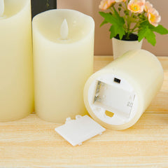 Kuber Industries LED Candles for Home Decoration|Battey Operated|Flameless Yellow Light|Safe & Easy to Maintain|Diwali Lights for Home Decoration, Other Festivities & Parties|Pack of 3|B0-005F|White