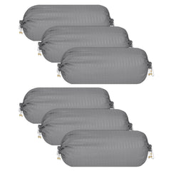 Kuber Industries Bolster Covers | Soft Cotton Bolster Cover Set | Diwan Round Bolster Pillow Covers | Striped Pattern Masand Cover | 16x32 Inch | Pack of 6 | Gray