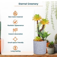 Kuber Industries Artificial Plants for Home Décor|Natural Looking Indoor Fake Plants with Pot|Artificial Flowers for Decoration-Pack of 4 (Yellow)