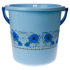 Heart Home Bucket|Plastic Bucket for Bathroom|Bucket for Bathing|Unbreakable Printed Bucket with Handle|18 Liter|Pack of 2 (Sky Blue & Cream)