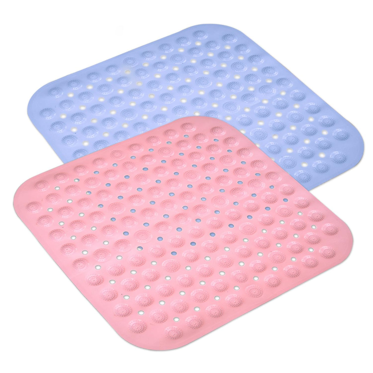 Heart Home Bath Mat | PVC Bathroom Mat | Shower Bath Mat | Square Bath Tub Mat | Foot Massager Mat | Anti-Skid Floor Mat | Shower Mat | Pack of 2 | Multi