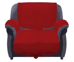 Kuber Industries Circle Design Cotton 5 Seater Sofa Cover with 6 Pieces Arms Cover and 1 Center Table Cover Use Both Side (Set Of17, Maroon)-KUBMART11995, Standard