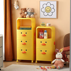 Homestic (Pack of 1) Duck Storage Rack | Large Capacity Trolley Rack For Living Room | Storage Rack For Books | Multipurpose Storage Trolley with Drawers & Wheels For Toys | 518-1 | Yellow