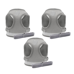 Kuber Industries Reflective Dog Harness With Adjustable Leash|Breathable Polyester Mesh Fabric |XL Size|HT-844|Comfortable No-Pull Grip|QuickRelease Buckles|Easy On - Easy Off Harness|Grey (Pack Of 3)