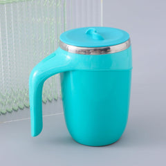 Kuber Industries Anti-Fall Insulated Coffee Mug with Suction Bottom | Leak-proof Stainless Steel Tumbler | Coffee Mug with Lid and Handle | 500 ML | Blue