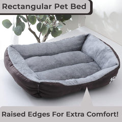 Kuber Industries Dog & Cat Bed|Polyester Face with Cotton & Polyester Filling|Comfortable and Durable|Rectangle Pet Bed for Enhanced Stretching Space|Machine Wash|QY036BR-M|Brown (Pack of 5)
