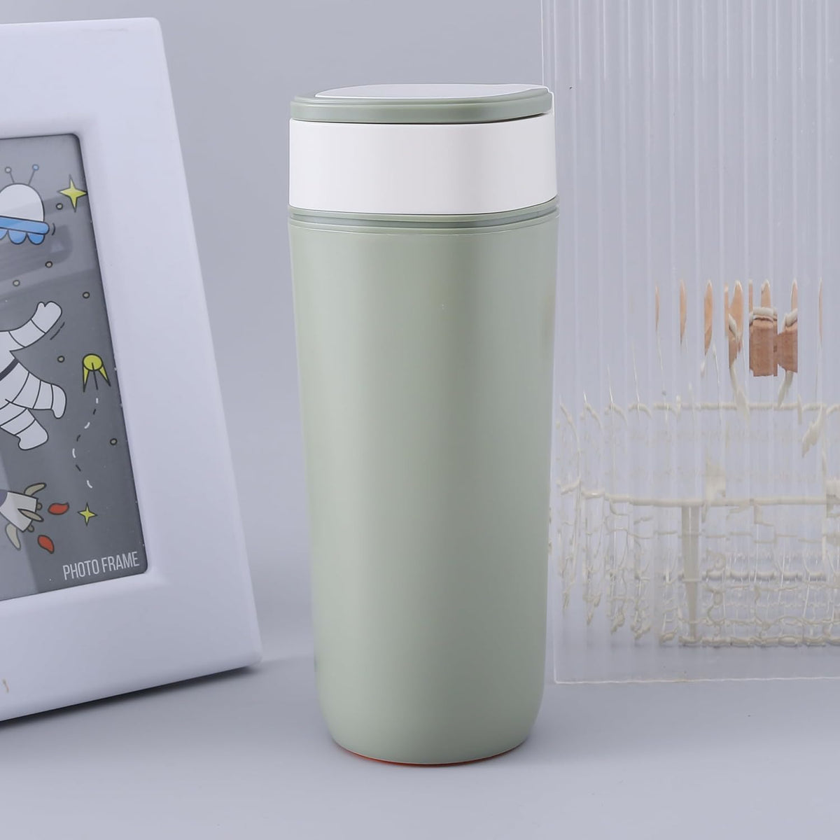 Urbane Home Anti-Fall Insulated Coffee Tumbler with Suction Bottom | Leak-Proof Stainless Steel Tumbler | Coffee Tumbler with Lid and Handle | 480 ML | Green