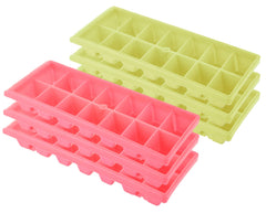 Heart Home BPA Free Easy Release Ice Cube Tray/Bin/Box Set with 14 Section- Pack of 6 (Green & Pink)-HS43HEARTH25790