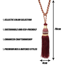 Kuber Industries Tassel Set | Curtain Tie Back Tassel Set | Curtain Holder Tieback | Curtain Tieback | Curtain Holder for Home & Office Décor | Moti Kit Pit Tassel | Pack of 4 | Maroon