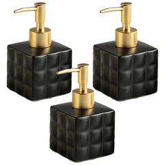 Heart Home Liquid Soap Dispenser | Handwash Soap Dispenser | Soap Dispenser for Wash Basin | Shampoo Dispenser Bottle | Bathroom Dispenser Bottle | 3 Piece | 220 ml | Black