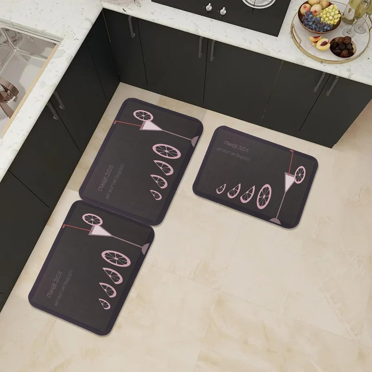 Kuber Industries PVC Kitchen Floor Mat|Anti-Skid Backing|Mats for Kitchen Floor |Easily Washable|Idol for Home, Kitchen Entrance| CF-220809 |Pack of 3| Brown
