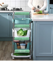 Kuber Industries (Pack of 1) Utility Rolling Cart | 4 Tier Kithen Storage Cart with Caster Wheels | Space Saving Home Storage Organizer | Trolley Rack with Wheels | YM564YW | Yellow White