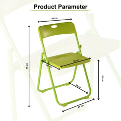 Kuber Industries Folding Chair for Home | Iron Frame & PP Plastic Seat | Lightweight, Portable, Balcony, Garden, Camping Chair | Anti Slip Legs | Indoor Outdoor Chair | Green | 44 * 42 * 75cm