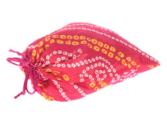 Kuber Industries Bandhej Print Potli Bag for Small Accessories, Money, Bindi With Drawstring Set of 12 (Pink)
