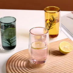 Kuber Industries 8 Pcs Double Walled Borosilicate Glass | High Thermal Resistance | Microwave & Dishwasher Safe | 240 ML | Pack of 4 | Pink