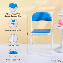 Urbane Home Folding Chair Office Chair Meeting Room Training Chair Student Dormitory Backrest Chair Reading Chair Iron Dining Chair Makeup Chair Furniture,Blue