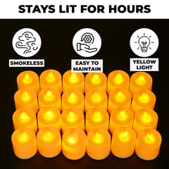 Kuber Industries LED Candles for Home Decoration|Battey Operated|Yellow Light|Safe & Easy to Maintain|Diwali Lights for Decoration,Along with Festivities & Parties|B0-002,Set of 24,(White)(Pack of 6)