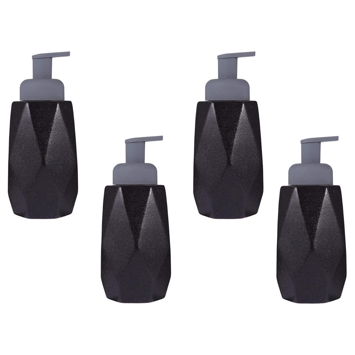 Kuber Industries Liquid Soap Dispenser | Handwash Soap Dispenser | Soap Dispenser for Wash Basin | Shampoo Dispenser Bottle | Bathroom Dispenser Bottle | Pack of 4 | JY00015 | 400 ml | Black