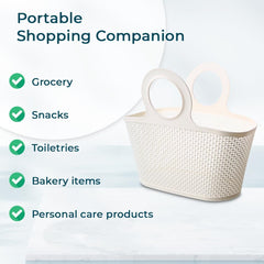 Kuber Industries High-Capicity Shopping Basket with Handle-Pack of 2 (White)