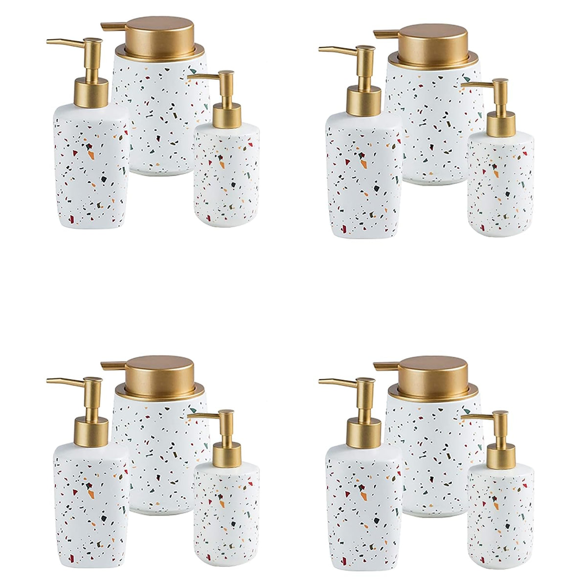Kuber Industries Liquid Soap Dispenser | Handwash Soap Dispenser | Soap Dispenser for Wash Basin | Shampoo Dispenser Bottle | Bathroom Dispenser Bottle | 12 Piece Set | Pack of 4 | ZX027WT | White
