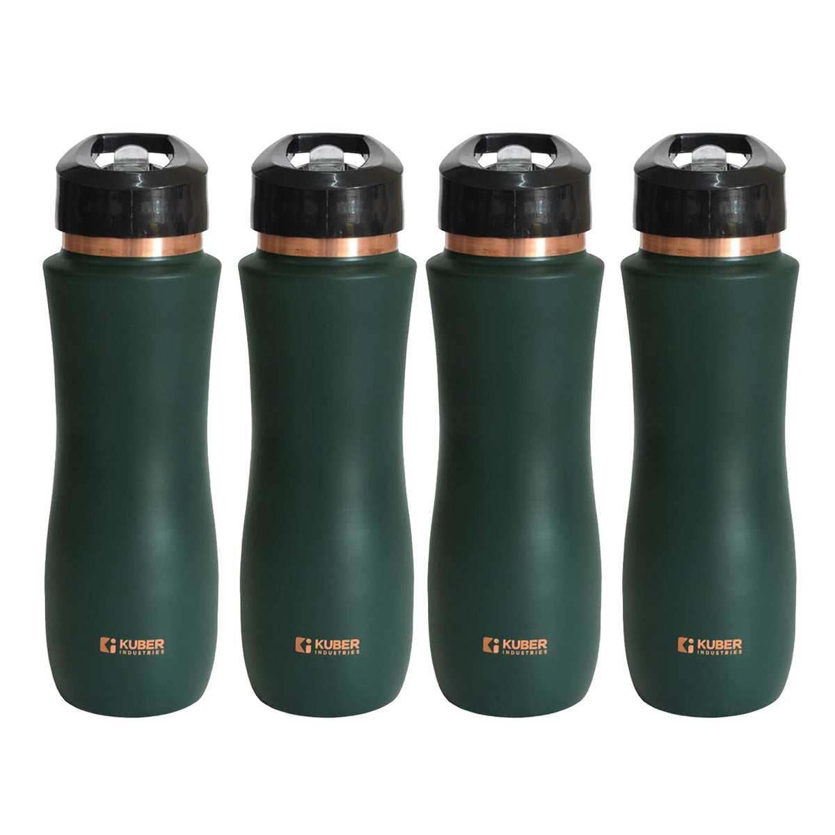 Kuber Industries Copper Water Bottle with Sipper | BPA Free & Non-Toxic | Leakproof, Durable & Lightweight | with Added Health Benefits of Copper |Easy to Clean | Maroon | Green (Pack of 4)