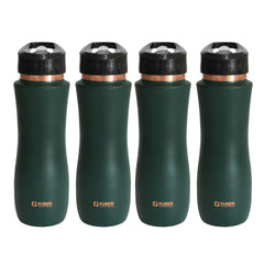 Kuber Industries Copper Water Bottle with Sipper | BPA Free & Non-Toxic | Leakproof, Durable & Lightweight | with Added Health Benefits of Copper |Easy to Clean | Maroon | Green (Pack of 4)