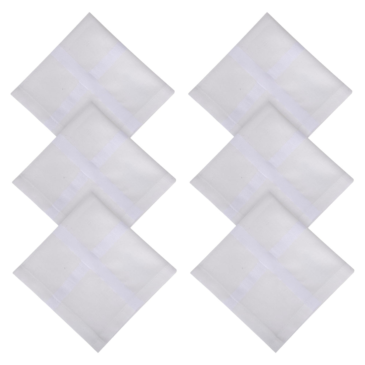 Kuber Industries Handkerchief | Premium Cotton Fabric | Handkerchief for Men | Handkerchief for Boys | Men's Handkerchief Set | Plain Self Dot | 24000 | Pack of 6 | White