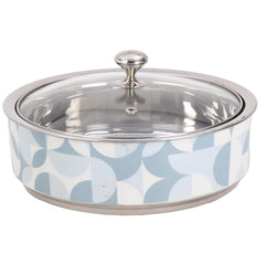 Kuber Industries Pack of 5 Stainless Steel Insulated Hotpot Roti Box with Transparent Glass Lid | 1.5L Chapati Casserole for Dining Table - Light Blue