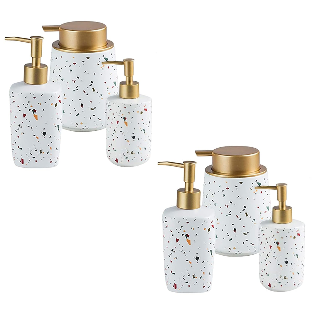 Kuber Industries Liquid Soap Dispenser | Handwash Soap Dispenser | Soap Dispenser for Wash Basin | Shampoo Dispenser Bottle | Bathroom Dispenser Bottle | 6 Piece Set | Pack of 2 | ZX027WT | White