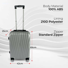 Kuber Industries 24inch Strong & Lightweight Cabin Trolley Bags with 360 Degree Rotating Wheels | Expandable Carry-On Cabin Luggage Suitcase | Bags for Travelling | 611024SIV-Silver