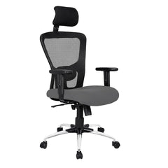 Kuber Industries Ergonomic Office Chairs for Work From Home | Comes with Manual Height Adjustable, Armrest, Headrest & 2D Lumbar Support | Comfy Study Chair for Students with Wheels | Black