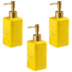 Kuber Industries Liquid Soap Dispenser | Stoneware | Bathroom Sanitizer,Shampoo Dispenser | Ceramic Handwash Bottle for Kitchen | Soap Dispenser for Wash Basin | Bathroom Accessories (Pack of 3)