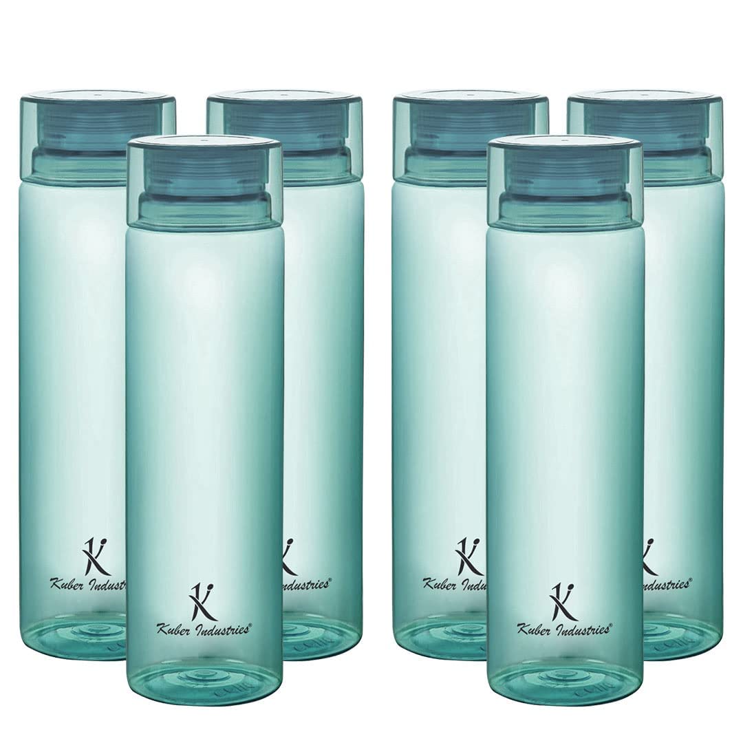 Heart Home Water Bottle | Plastic Water Bottle for Fridge | Water Bottle for Kitchen | Ideal for Restaurant | Water Bottle for Refrigerator | Square H2O Bottle | 1 LTR | Pack of 3 | Blue
