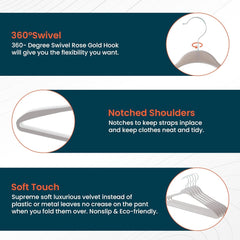 Kuber IndustriesVelvet Cloth Hanger Set of 25 with Chromed Plated Steel Hook|GREY|
