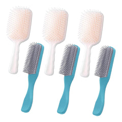 Kuber Industries Hair Brush | Flexible Bristles Brush | Hair Brush with Paddle | Straightens & Detangles Hair Brush | Suitable For All Hair Types | Hair Brush Styling Hair | Set of 6 | Beige & Blue
