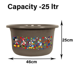 Heart Home Disney Bath Tub | Versatile Utility Gaint Tub | Plastic Bath Tub for Baby | Clothes Washing Tub For Bathroom | Feeding Pan Tub | TUB-25 LTR | Pack of 2 | Multi