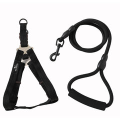 Kuber Industries Dog Harness For Medium Dogs & Leash Set|Premium Metal Hook|PDMGL-005-3|Comfortable Grip|Hand Spliced Belt For Added Strength |PDMGL-005-3|Soft Padding|Stylish Design|Black (Pack Of 6)