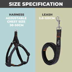 Kuber Industries Dog Chest Belt Harness with Adjustable Leash|Premium Demin Fabric|Metal Hooks |PDMGL-013-03| Comfortable Grip|Double Stitched Belt with Soft Padding |Black (Pack of 4)