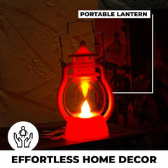 Homestic Pack of 4 LED Lantern Lamp|Battey Operated|Flameless Yellow Light|Safe & Easy to Maintain|Diwali Lights for Home Decoration,Along with Other FestivitiesB0-003B |Red