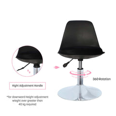 Heart Home Revolving Curvy Mini Bar Stool Chair for Kitchen with Leather Seat & 360 Swivel | 20 inch Height Adjustable Kiddle Food & Study Chair for Baby | Kids Counter Stools | Black