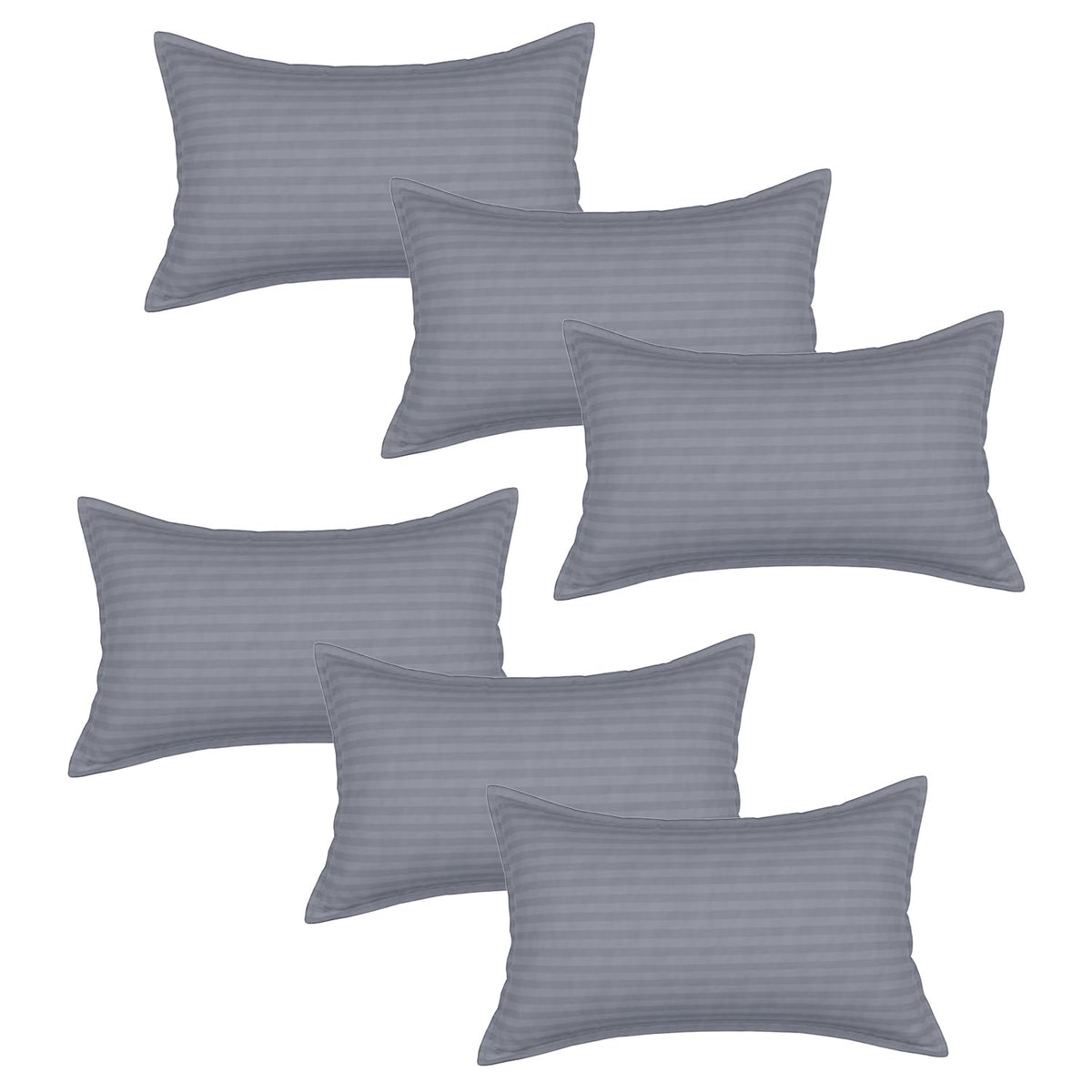 Kuber Industries Cotton Pillow Cover Set of 6 - Striped Pattern, Soft for Home and Bedroom - Gray