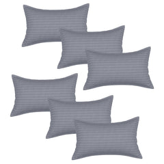 Kuber Industries Cotton Pillow Cover Set of 6 - Striped Pattern, Soft for Home and Bedroom - Gray