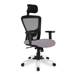 Kuber Industries Ergonomic Office Chairs for Work From Home | Comes with Manual Height Adjustable, Armrest & Adjustable 2D Lumbar Support | Comfy Study Chair for Students with Wheels | Black