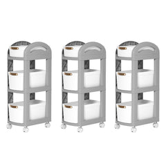 Kuber Industries Pack of 3 Multipurpose Trolley Storage Organiser | 3 Layer Shelf | Trolley with Wheels for Kitchen Accessories | Large Capacity, Easy installation, Space Saving | 812|Gray