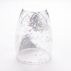Kuber Industries 10 Pcs Star Sequin Glasses | Double Walled Borosilicate Glass | High Thermal Resistance | Microwave & Dishwasher Safe | 350 ML | Pack of 5 | Transparent