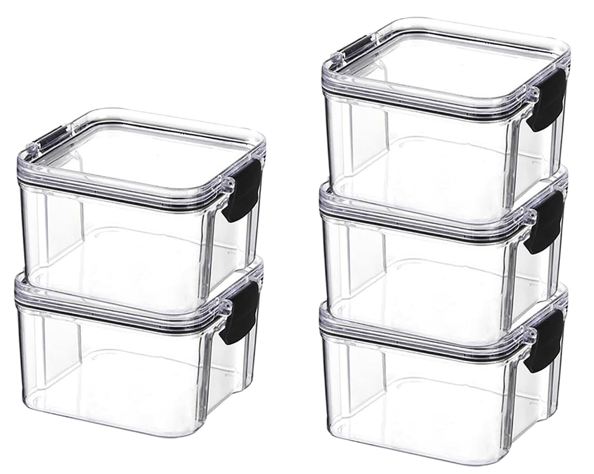 Kuber Industries Extra Small Refrigerator Storage Crisper/Fridge Container with Airtight Lid-Pack of 5 (Transparent)